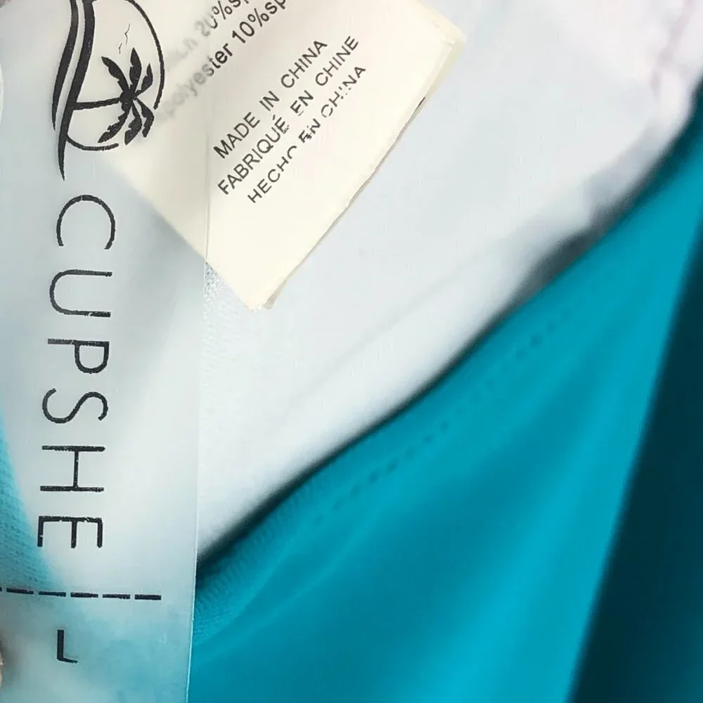 ✅ Cupshe‎ TEAL CRISS CROSS STRAPPY ONE-PIECE LARGE